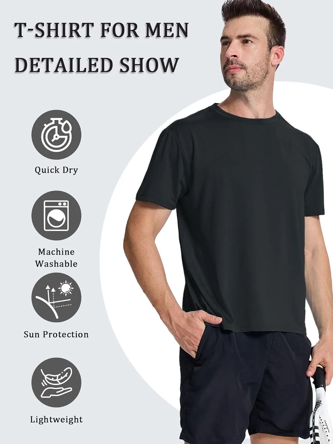 1 or 3 Pack Men's T-Shirts Dry Fit Gym Shirts Moisture Wicking Shirts for Men Workout Clothes Plain Tshirts