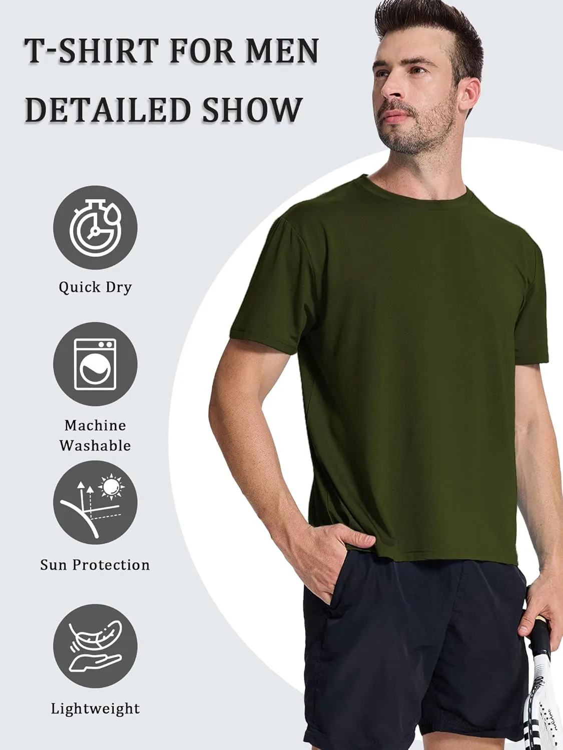 1 or 3 Pack Men's T-Shirts Dry Fit Gym Shirts Moisture Wicking Shirts for Men Workout Clothes Plain Tshirts