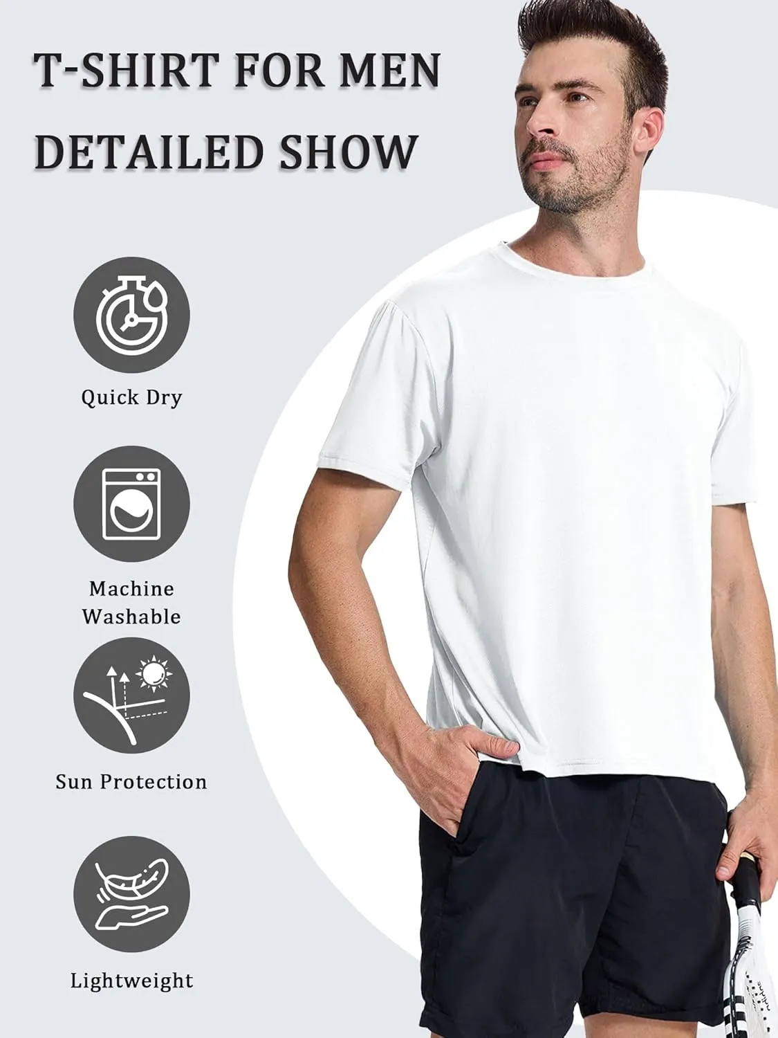 1 or 3 Pack Men's T-Shirts Dry Fit Gym Shirts Moisture Wicking Shirts for Men Workout Clothes Plain Tshirts