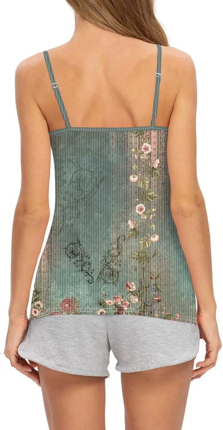 Adjustable Spaghetti Strap Tank Top Plus Size Summer Camisole Crew Neck Stretchy Ribbed Vacation Outfits