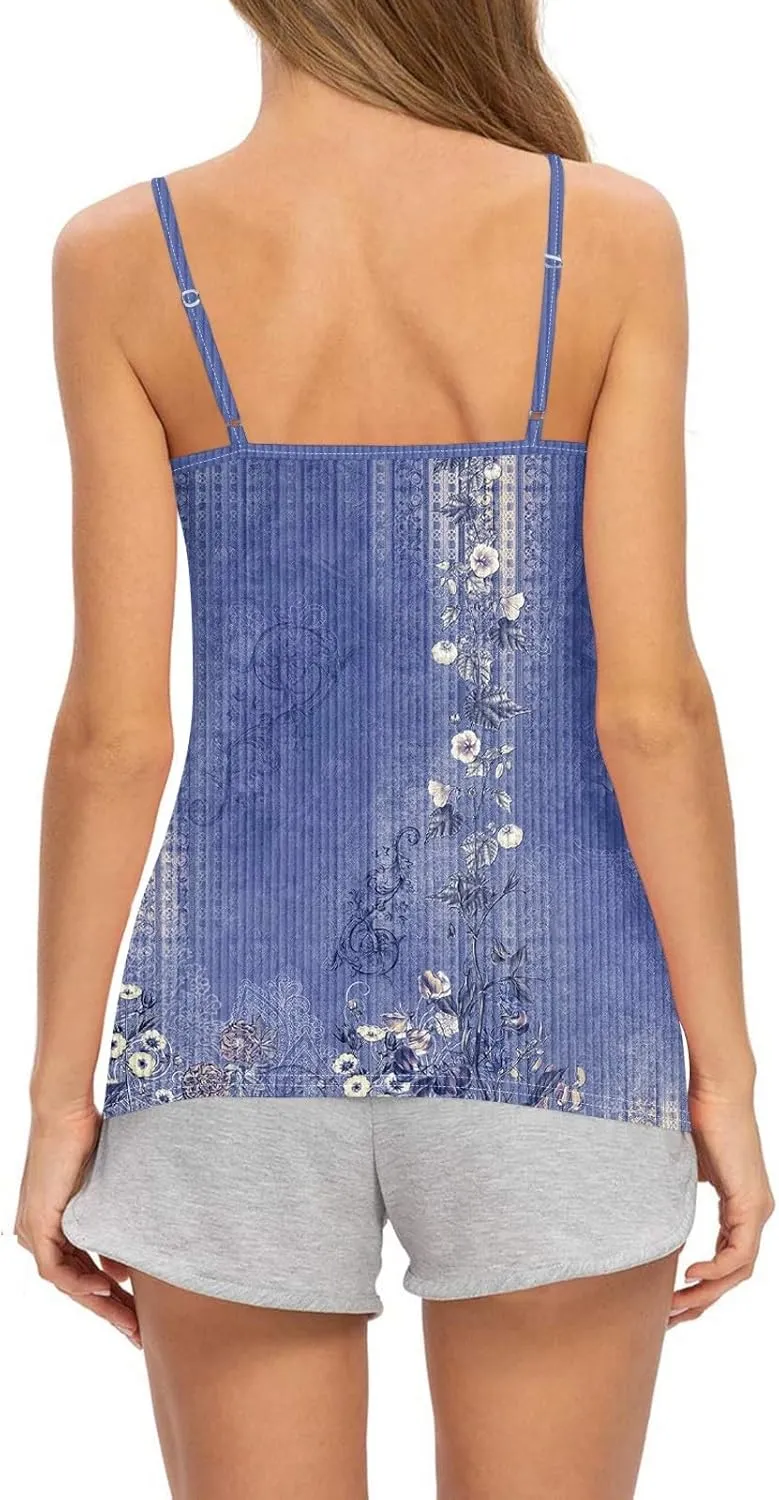 Adjustable Spaghetti Strap Tank Top Plus Size Summer Camisole Crew Neck Stretchy Ribbed Vacation Outfits