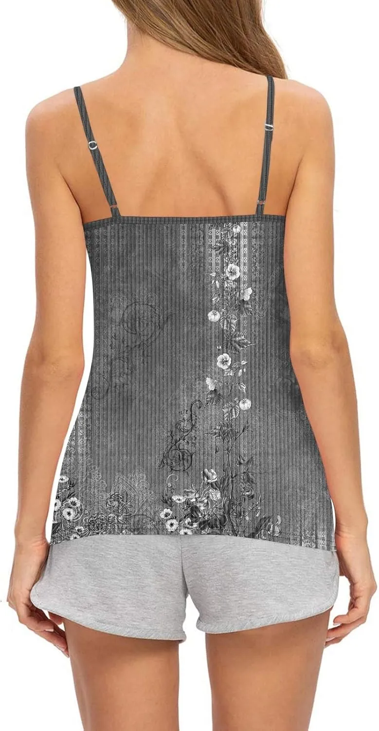 Adjustable Spaghetti Strap Tank Top Plus Size Summer Camisole Crew Neck Stretchy Ribbed Vacation Outfits