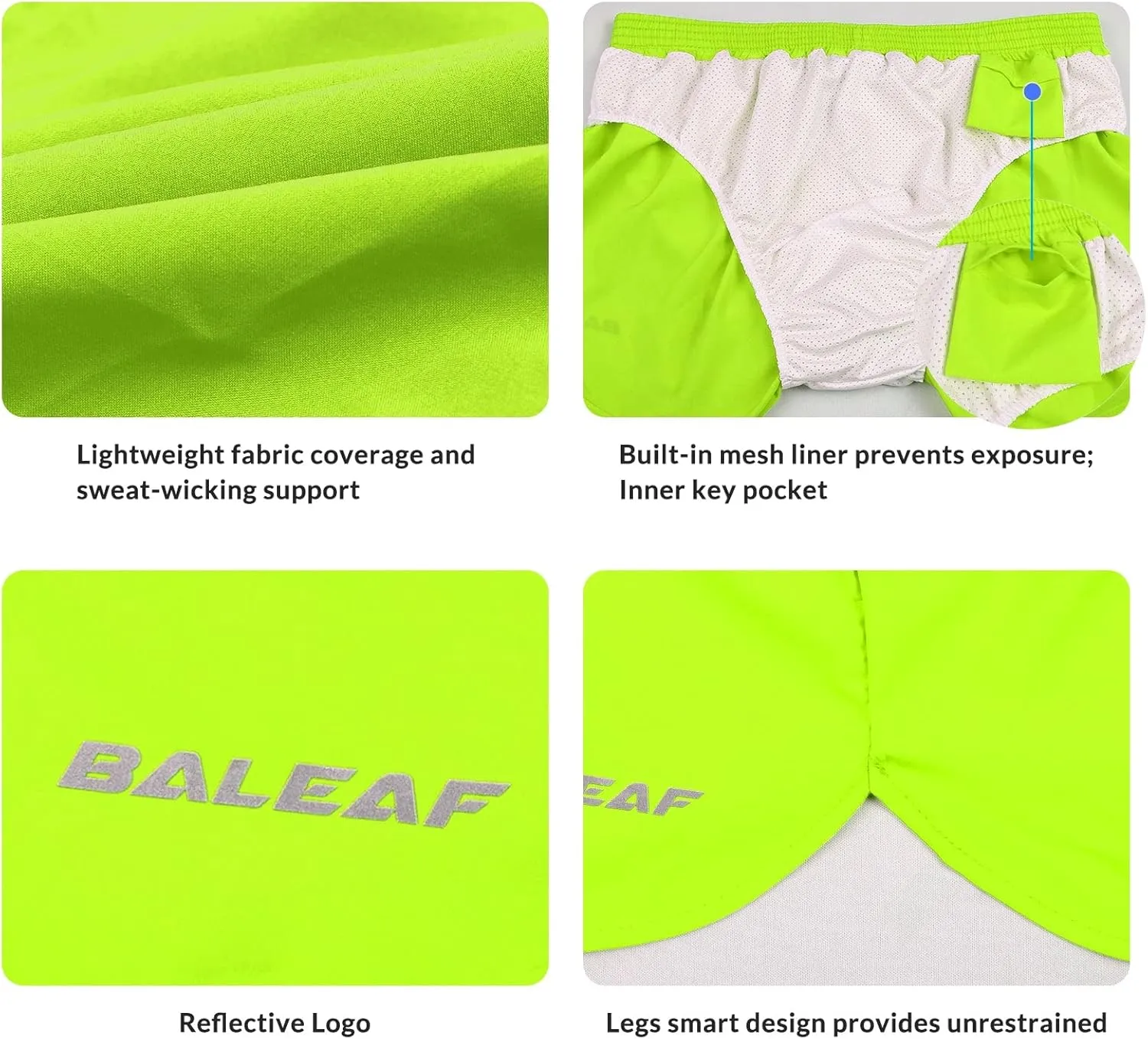 baleaf Men's 3” Running Shorts Gym Quick Dry Athletic Workout Pocket Lightweight Brief