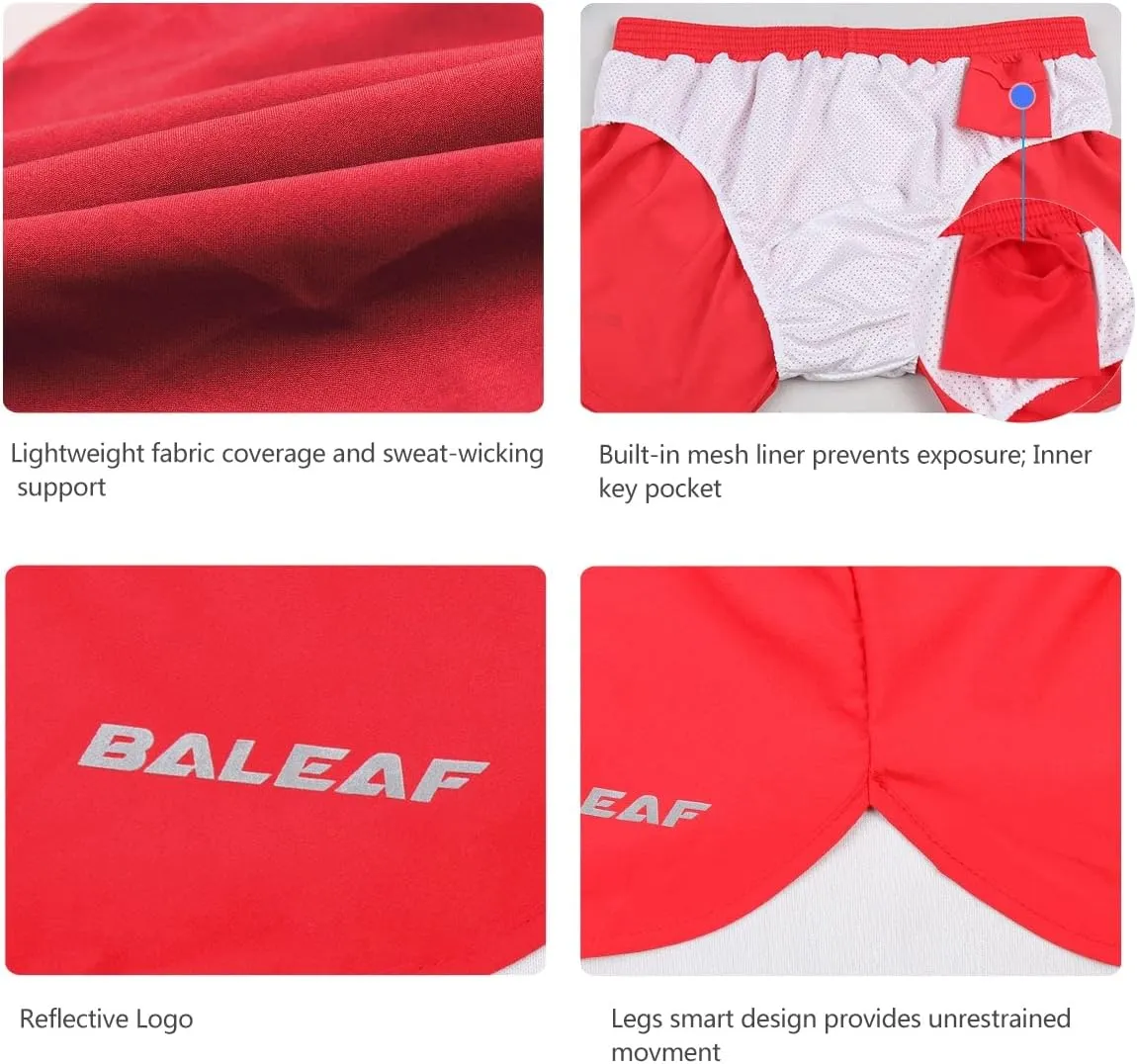 baleaf Men's 3” Running Shorts Gym Quick Dry Athletic Workout Pocket Lightweight Brief