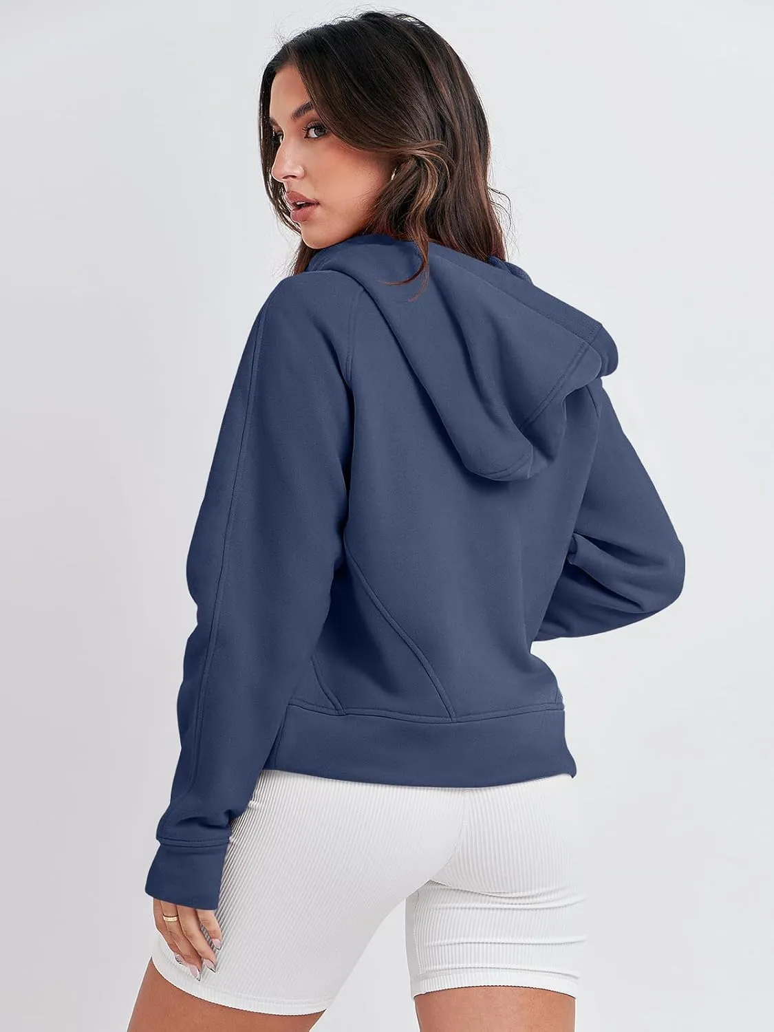 Bengbobar Women's 1/2 Zipper Fuzzy Cropped Sweatshirts Sport Athletic Stand Collar Relaxed Fit Fleece Long Sleeve Pullovers