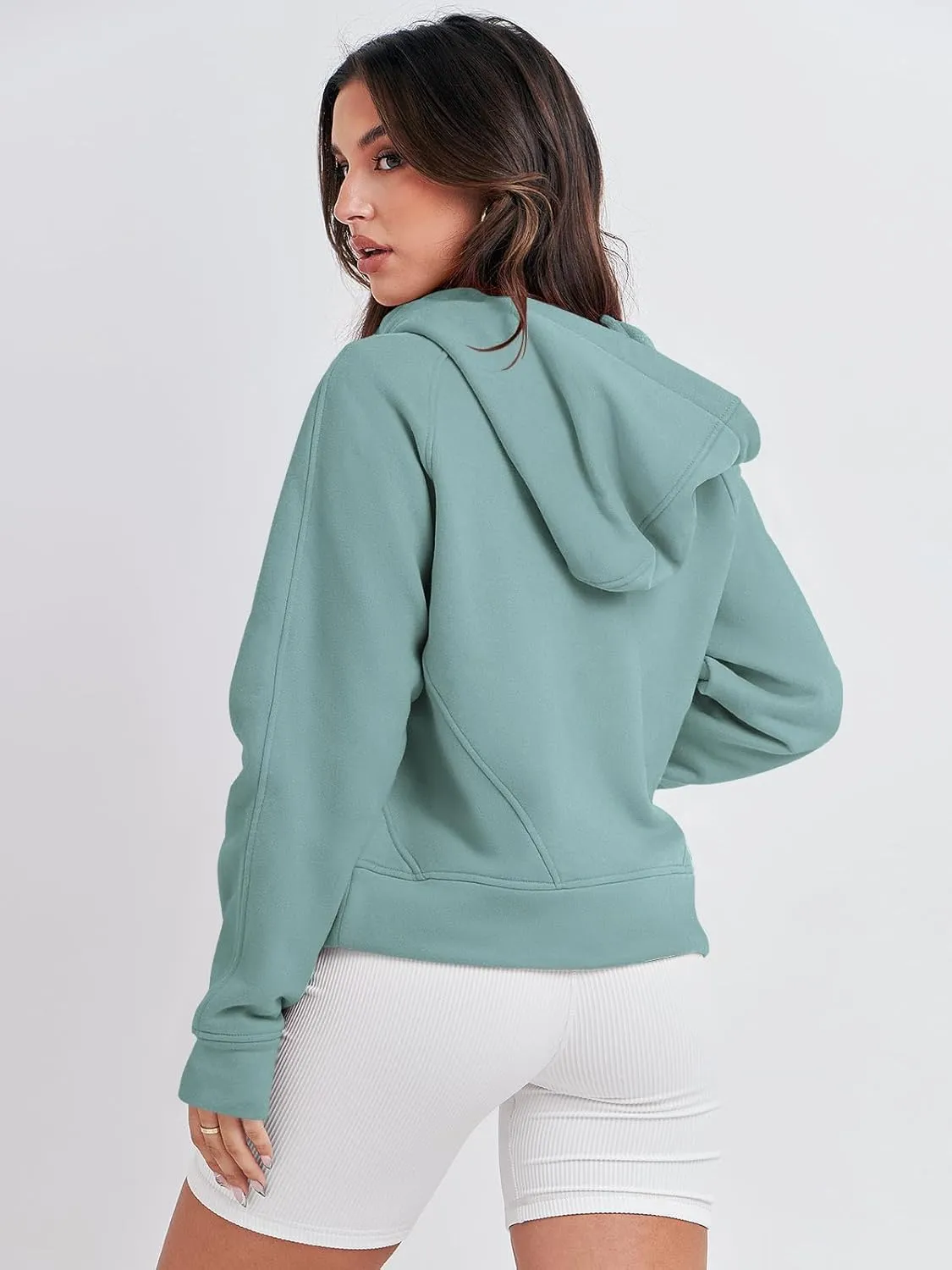 Bengbobar Women's 1/2 Zipper Fuzzy Cropped Sweatshirts Sport Athletic Stand Collar Relaxed Fit Fleece Long Sleeve Pullovers