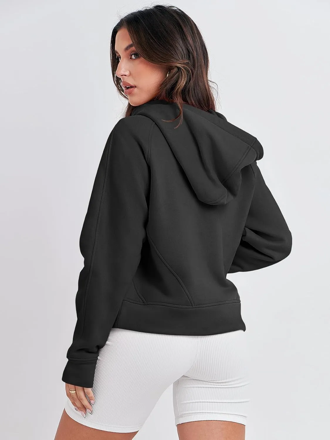Bengbobar Women's 1/2 Zipper Fuzzy Cropped Sweatshirts Sport Athletic Stand Collar Relaxed Fit Fleece Long Sleeve Pullovers