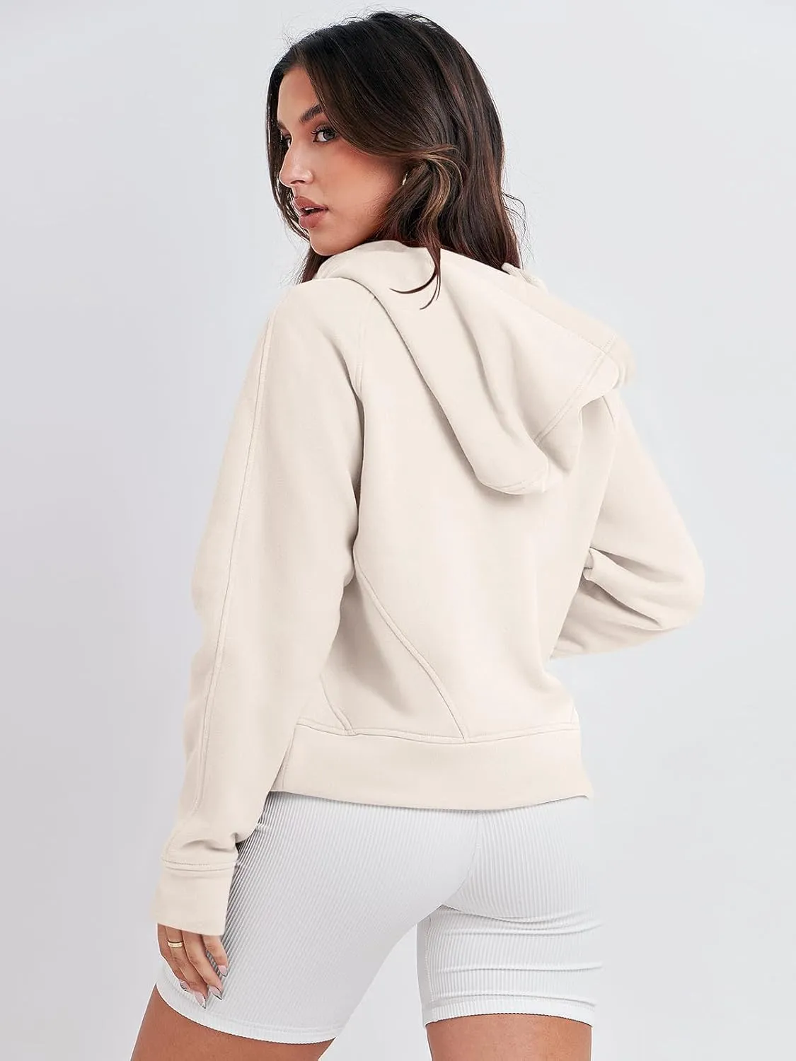 Bengbobar Women's 1/2 Zipper Fuzzy Cropped Sweatshirts Sport Athletic Stand Collar Relaxed Fit Fleece Long Sleeve Pullovers