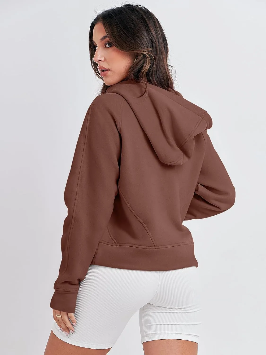 Bengbobar Women's 1/2 Zipper Fuzzy Cropped Sweatshirts Sport Athletic Stand Collar Relaxed Fit Fleece Long Sleeve Pullovers