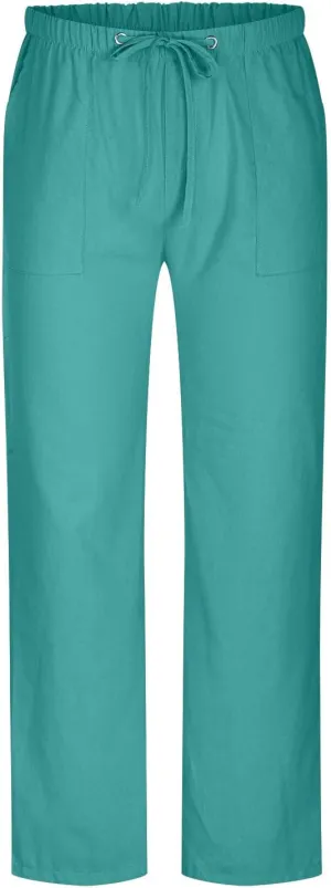 Big and Tall Linen Pants for Men Drawstring Lounge Pants Elastic Waist Dress Trousers Straight Leg Loose Pants