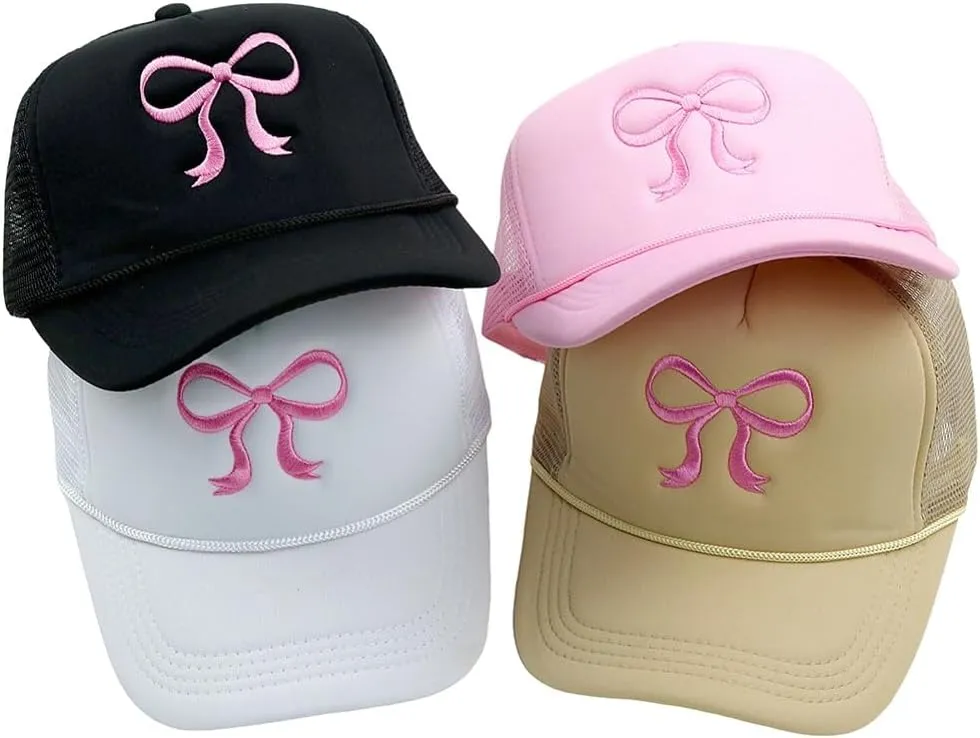 Bow-Tie Mesh Back Baseball Caps for Women Trendy Y2k Trucker Hats Dad Hat Sports Hat Breathable Snapback Hats 2025