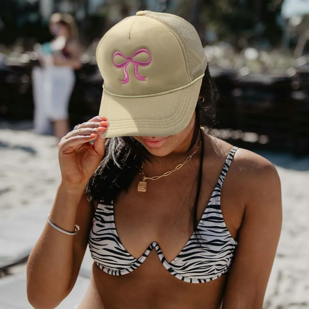 Bow-Tie Mesh Back Baseball Caps for Women Trendy Y2k Trucker Hats Dad Hat Sports Hat Breathable Snapback Hats 2025