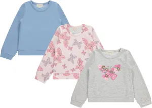 BTween Girls 3-Piece Crew Neck Fleece Sweatshirt Set Long Sleeve Cotton Blend Pullover, Soft and Comfortable, Sizes 4-12