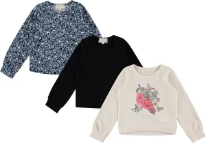 BTween Girls 3-Piece Crew Neck Fleece Sweatshirt Set Long Sleeve Cotton Blend Pullover, Soft and Comfortable, Sizes 4-12