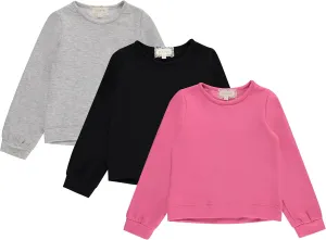 BTween Girls 3-Piece Crew Neck Fleece Sweatshirt Set Long Sleeve Cotton Blend Pullover, Soft and Comfortable, Sizes 4-12