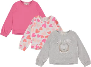 BTween Girls 3-Piece Crew Neck Fleece Sweatshirt Set Long Sleeve Cotton Blend Pullover, Soft and Comfortable, Sizes 4-12