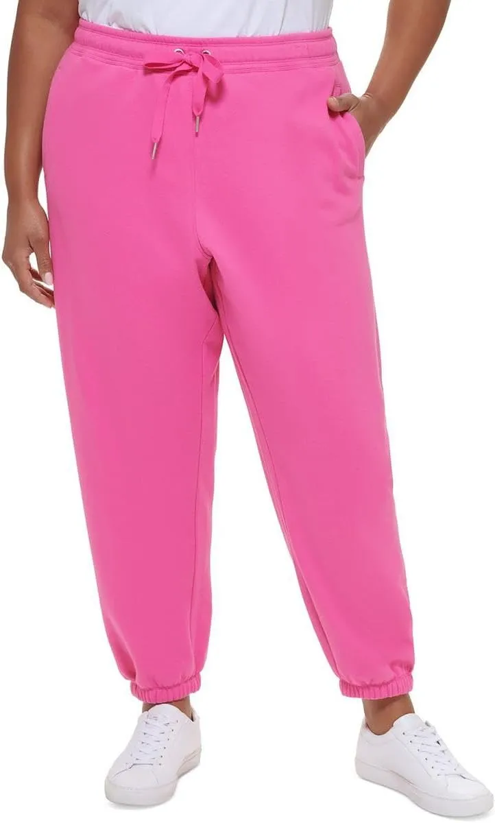 Calvin Klein Performance Womens Plus Fleece Lined Jogger Pants Pink 1X