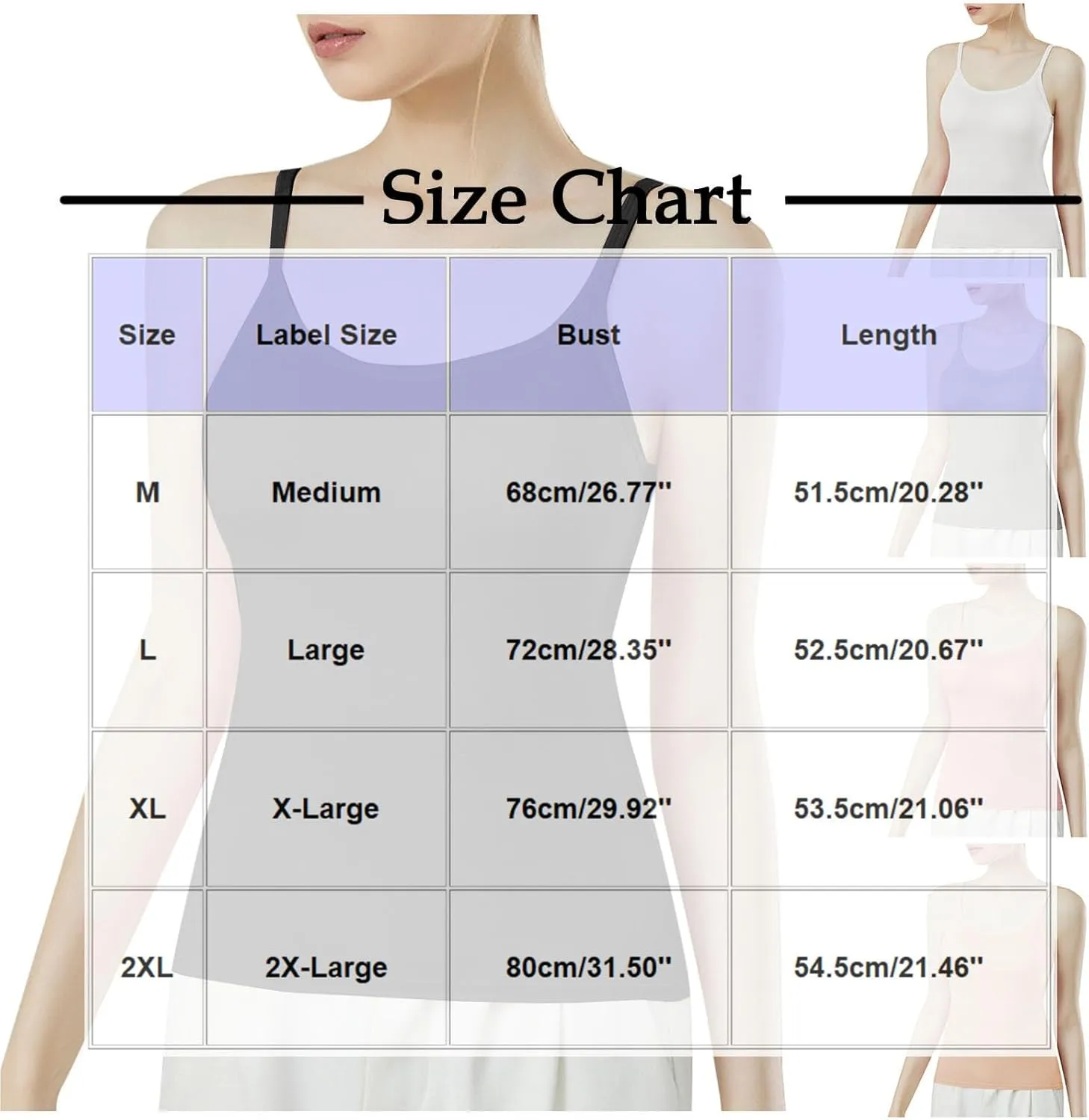 Camisole Tank Top for Women Stretchy Spaghetti Strap Basic Solid Undershirt Slim Fit Cami Tops with Padded