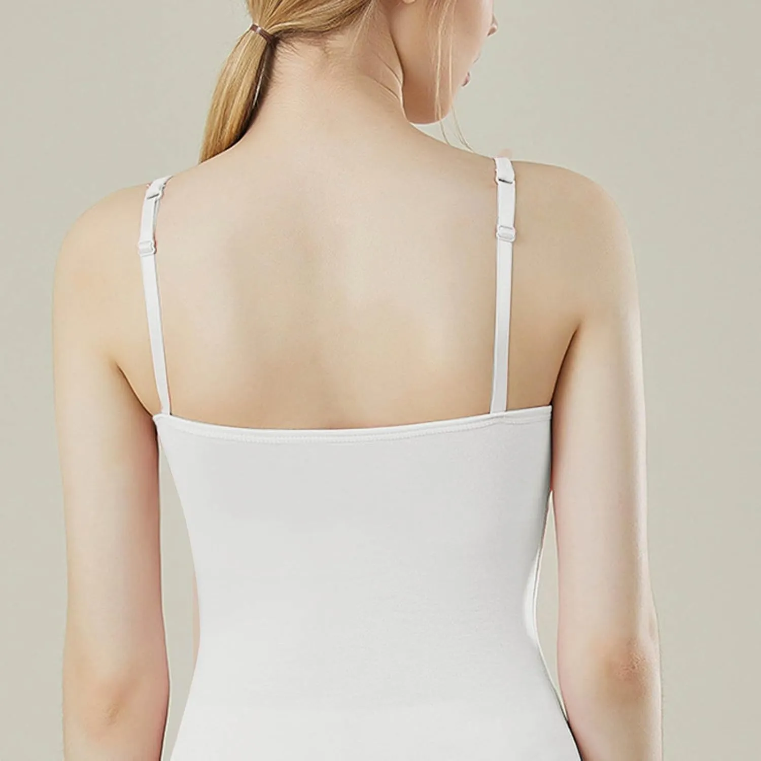 Camisole Tank Top for Women Stretchy Spaghetti Strap Basic Solid Undershirt Slim Fit Cami Tops with Padded