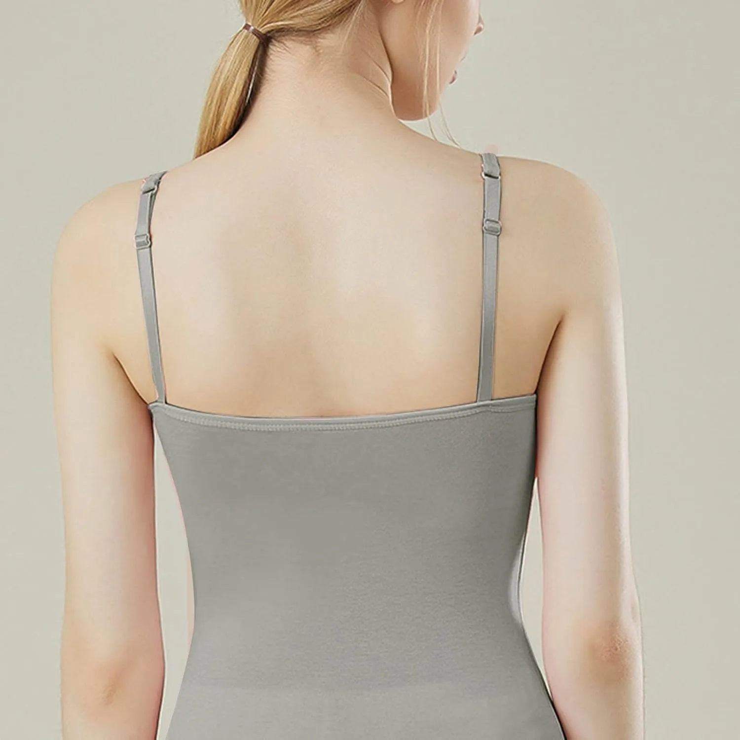 Camisole Tank Top for Women Stretchy Spaghetti Strap Basic Solid Undershirt Slim Fit Cami Tops with Padded