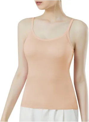 Camisole Tank Top for Women Stretchy Spaghetti Strap Basic Solid Undershirt Slim Fit Cami Tops with Padded