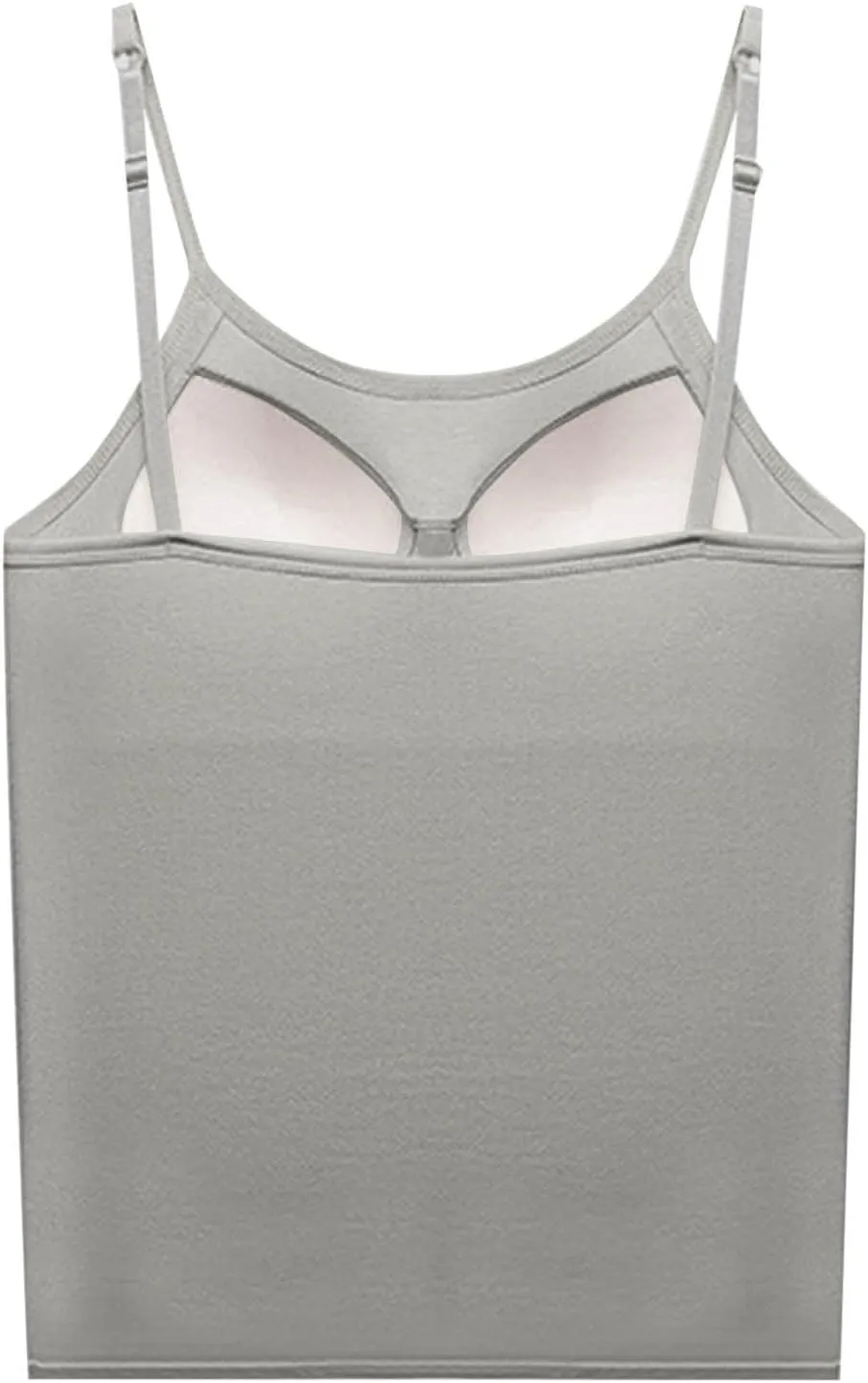 Camisole Tank Top for Women Stretchy Spaghetti Strap Basic Solid Undershirt Slim Fit Cami Tops with Padded