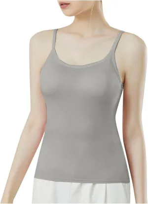 Camisole Tank Top for Women Stretchy Spaghetti Strap Basic Solid Undershirt Slim Fit Cami Tops with Padded