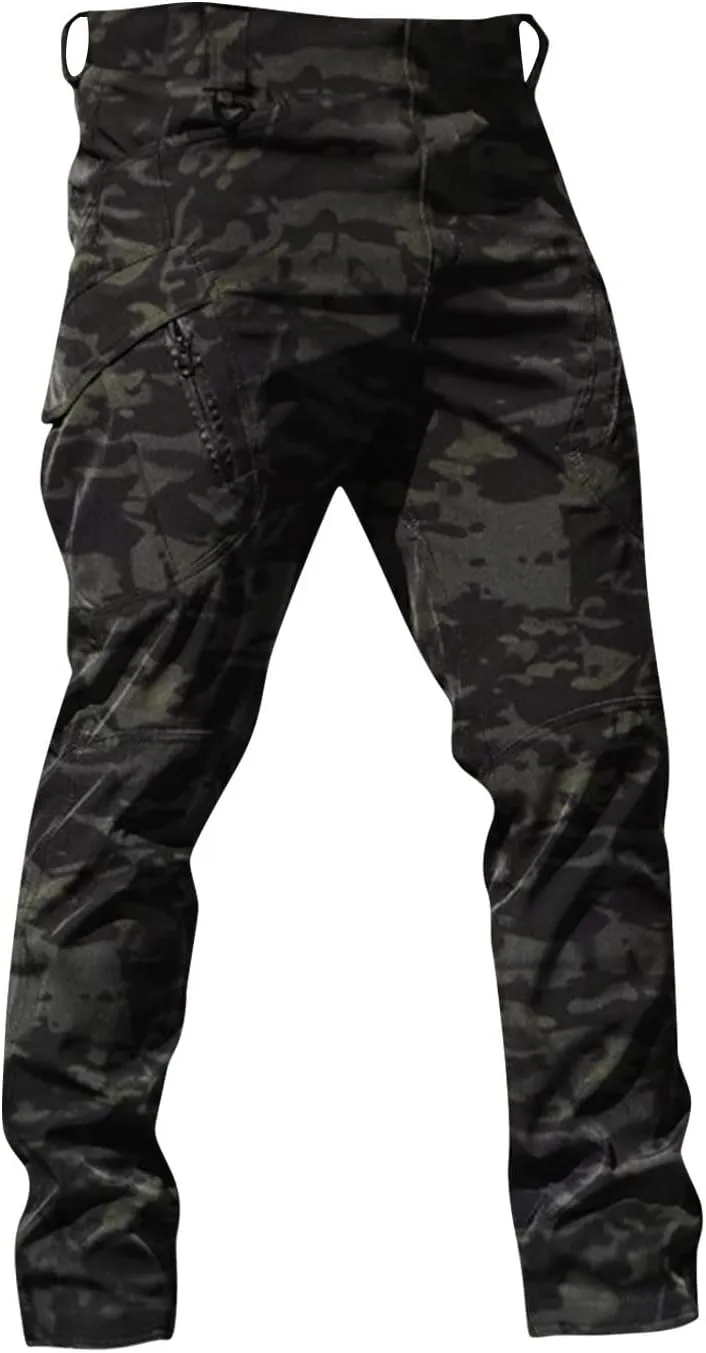 Camo Pants Men Cargo Multi Pockets Straight Fit Pants Slim Ripstop Stretch Y2K Pants Tapered Fit Match Trousers Work