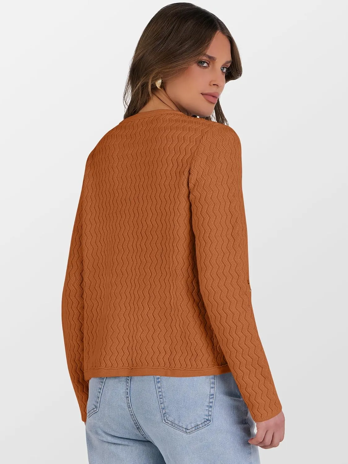 Caracilia Women's Cropped Cardigan Sweaters Open Front Button Down Dressy Casual Classic Knit Lady Jackets Spring Outerwear