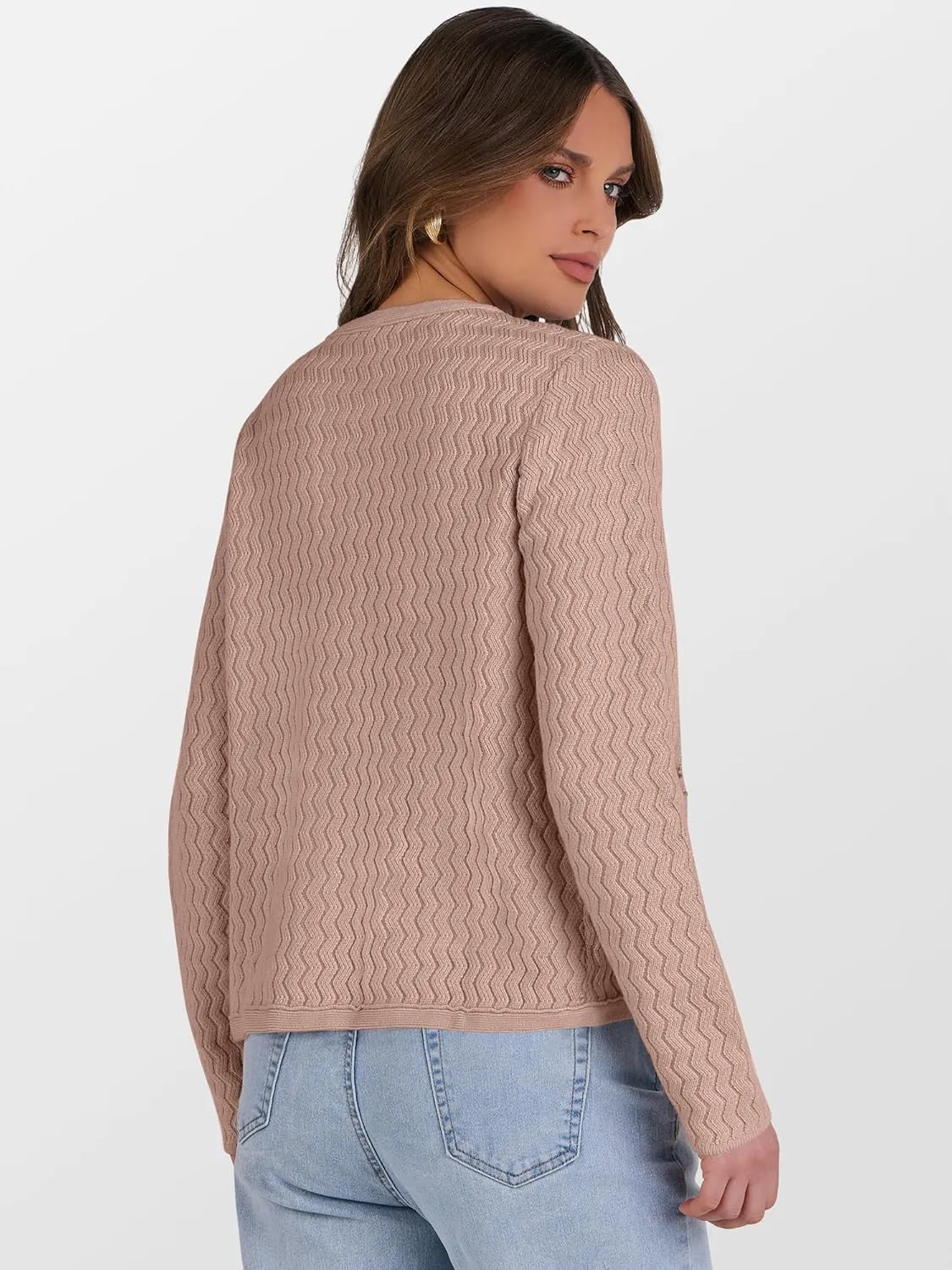 Caracilia Women's Cropped Cardigan Sweaters Open Front Button Down Dressy Casual Classic Knit Lady Jackets Spring Outerwear