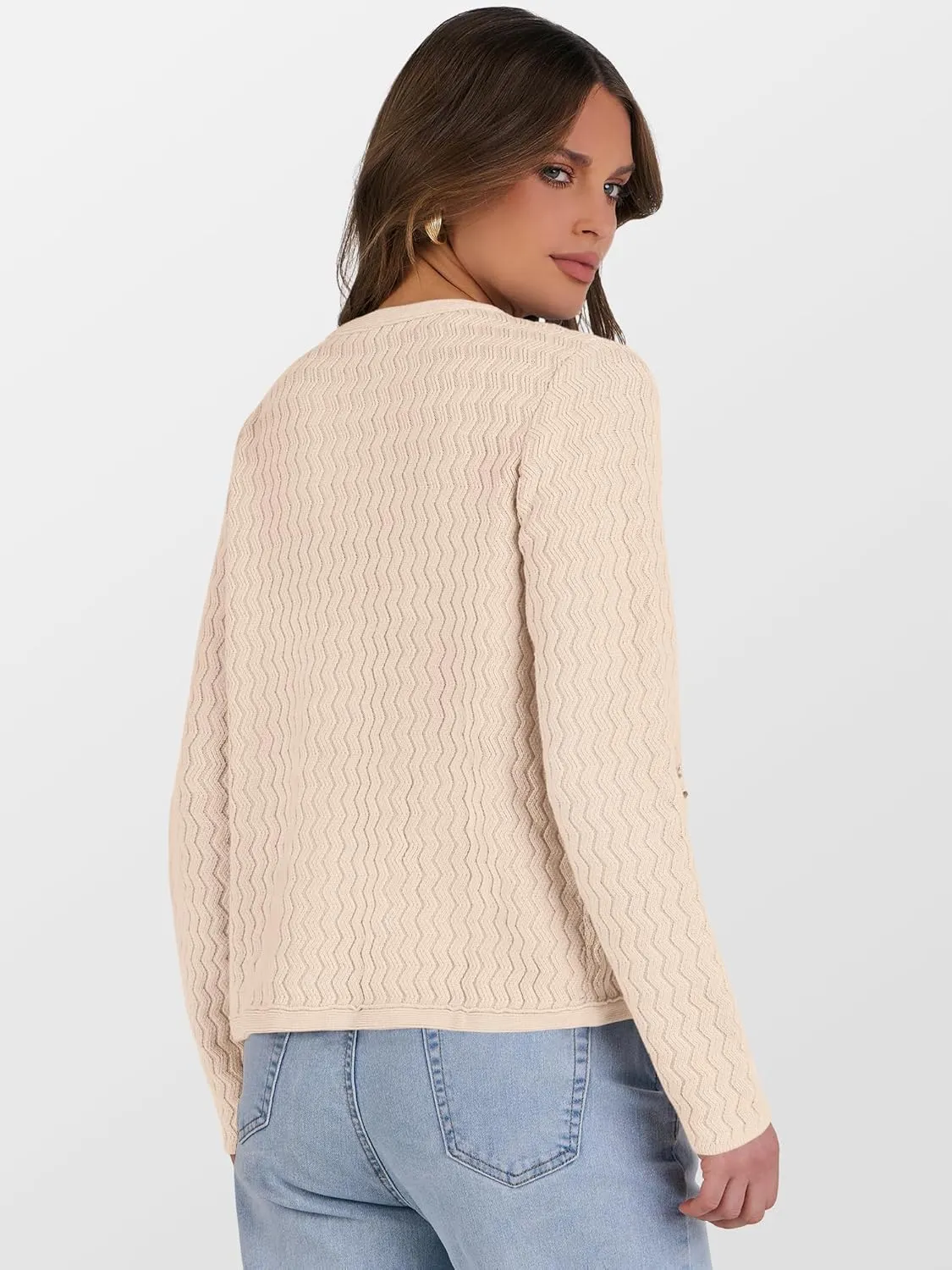 Caracilia Women's Cropped Cardigan Sweaters Open Front Button Down Dressy Casual Classic Knit Lady Jackets Spring Outerwear