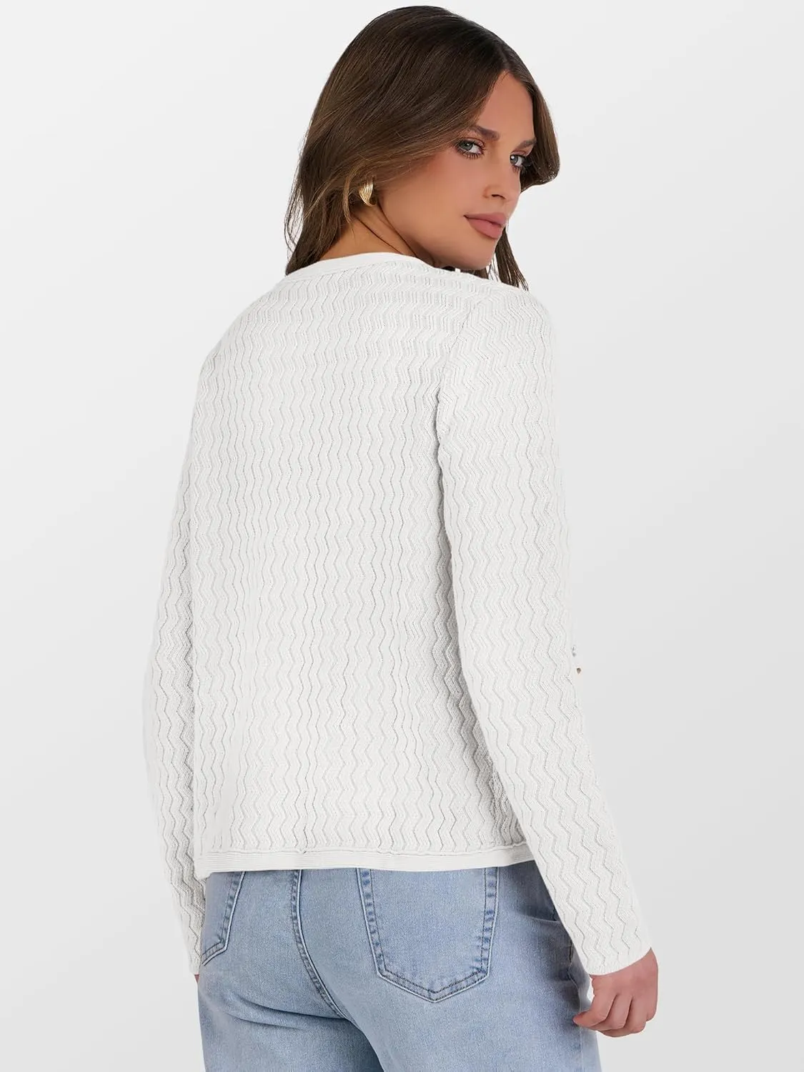 Caracilia Women's Cropped Cardigan Sweaters Open Front Button Down Dressy Casual Classic Knit Lady Jackets Spring Outerwear