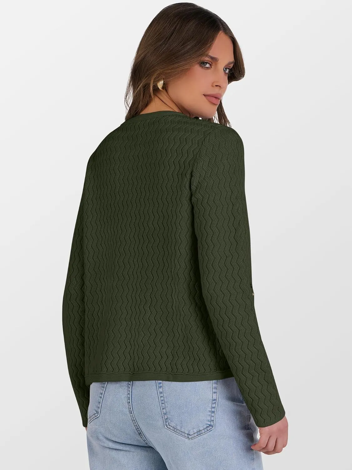 Caracilia Women's Cropped Cardigan Sweaters Open Front Button Down Dressy Casual Classic Knit Lady Jackets Spring Outerwear