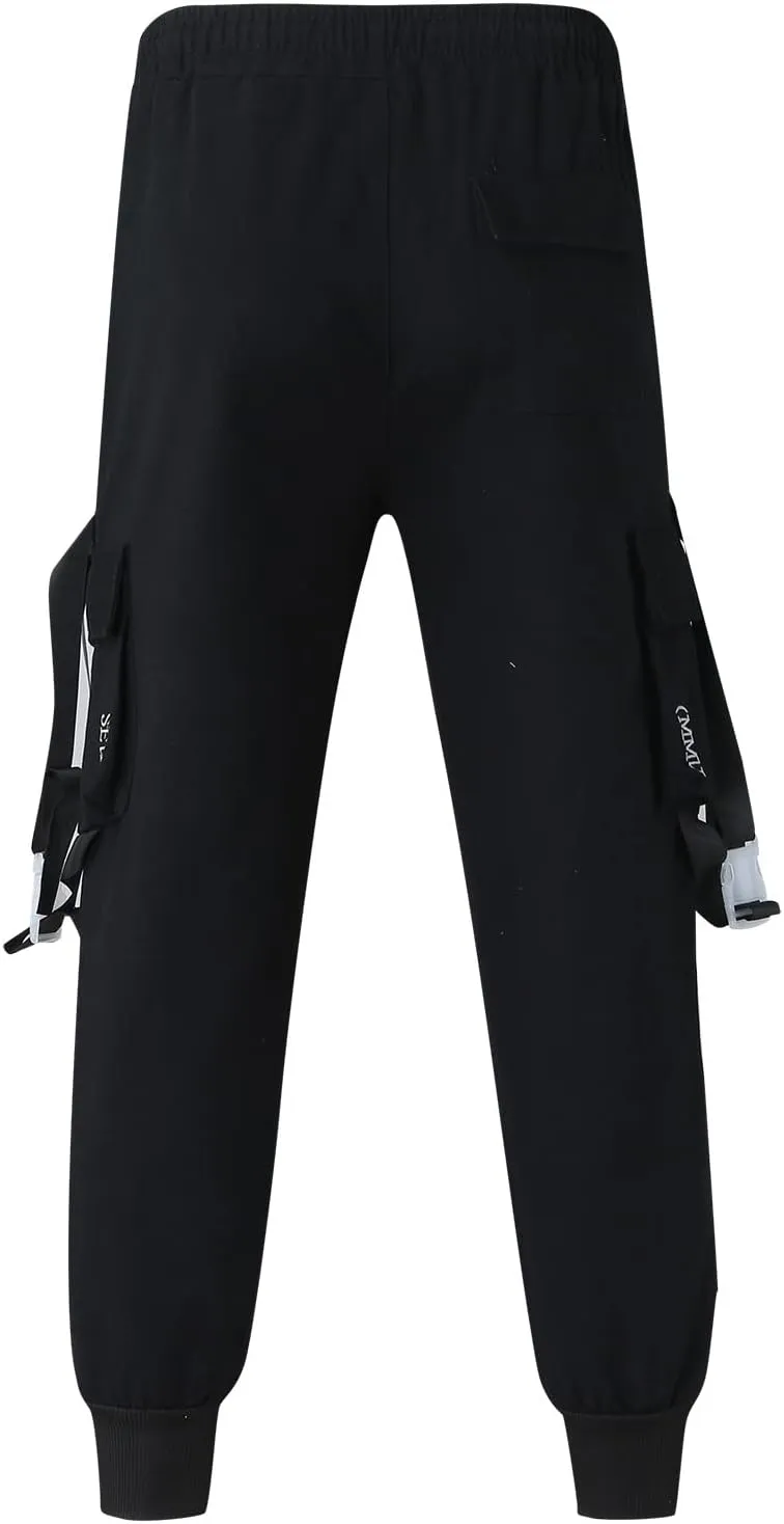 Cargo Pants for Men Big and Tall Elastic Waist Jogger Pant Hip Hop Running Trousers with Pockets Mens Tapered Jogger