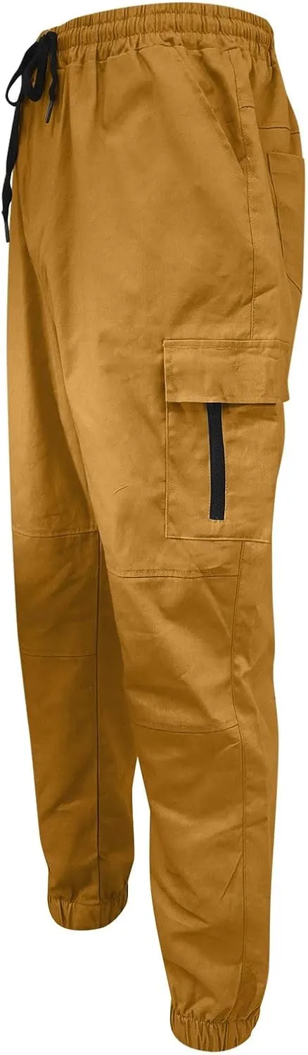 Cargo Pants for Men Big and Tall Pants for Men with Zipper Casual Pockets Street Sports Men's Slim Jogging Sweatpants
