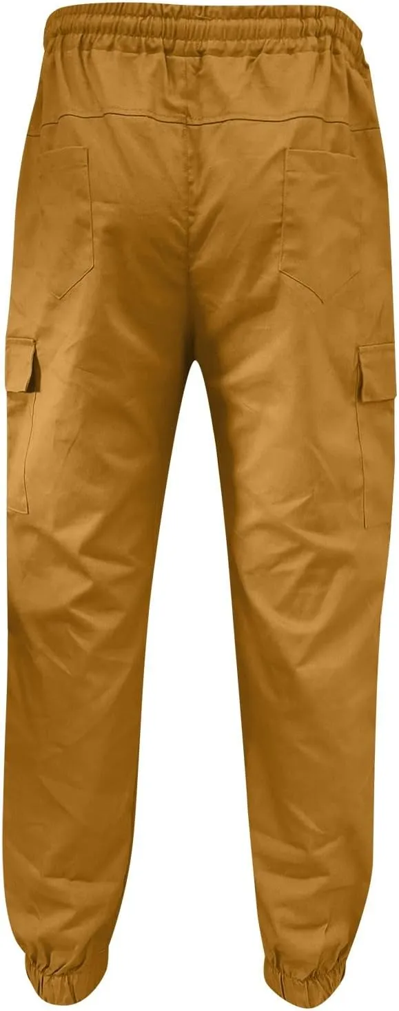 Cargo Pants for Men Big and Tall Pants for Men with Zipper Casual Pockets Street Sports Men's Slim Jogging Sweatpants