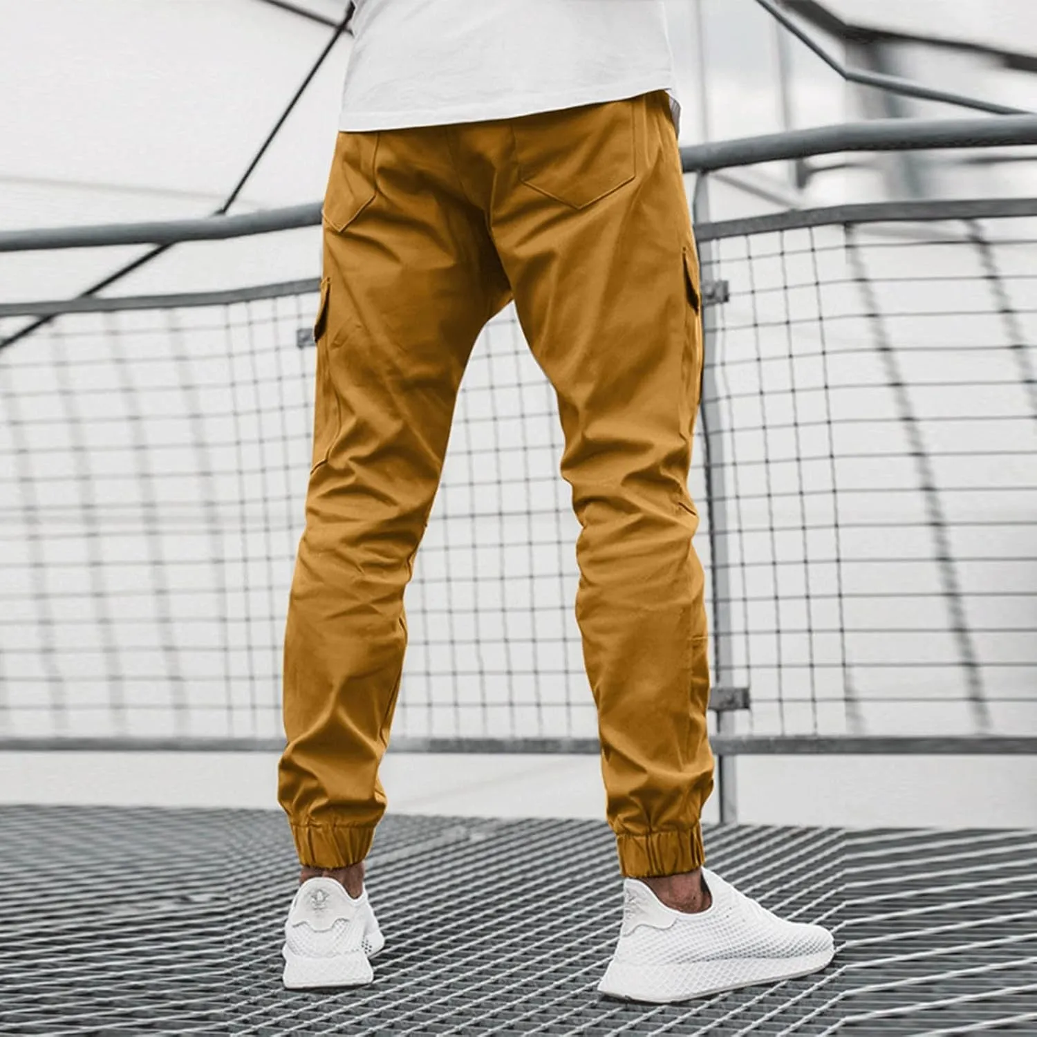 Cargo Pants for Men Big and Tall Pants for Men with Zipper Casual Pockets Street Sports Men's Slim Jogging Sweatpants