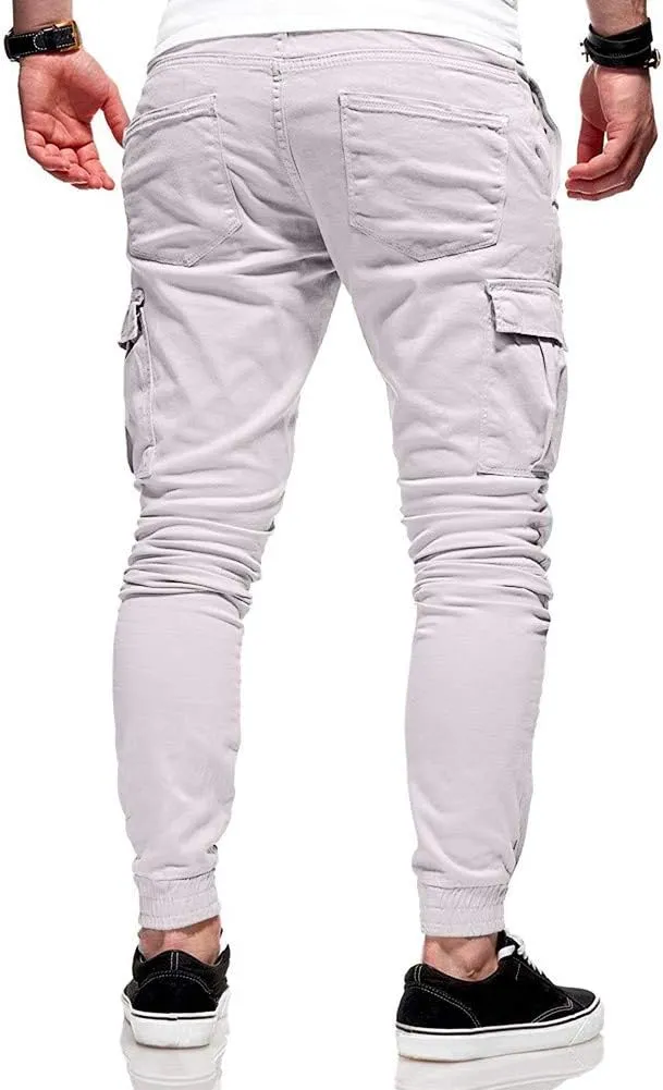 Cargo Pants for Men Relaxed Fit Athletic Gym Training Jogger Black Long Track Pants with Pockets Mens Sweatpants with
