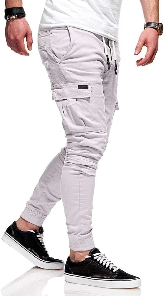 Cargo Pants for Men Relaxed Fit Athletic Gym Training Jogger Black Long Track Pants with Pockets Mens Sweatpants with
