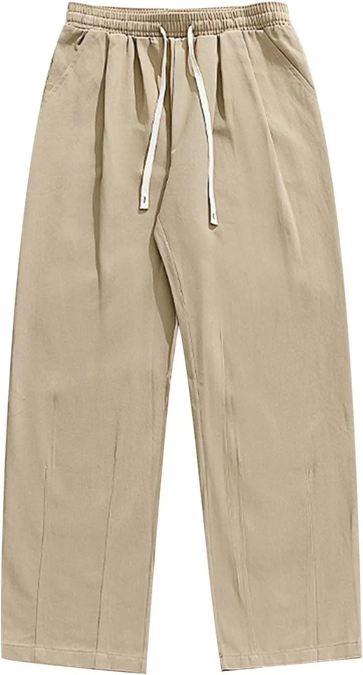 Cargo Pants for Men Relaxed Fit Fleece Cargo Sweatpants Stretch Elastic Waist Sports Trousers with Pocket Mens Casual