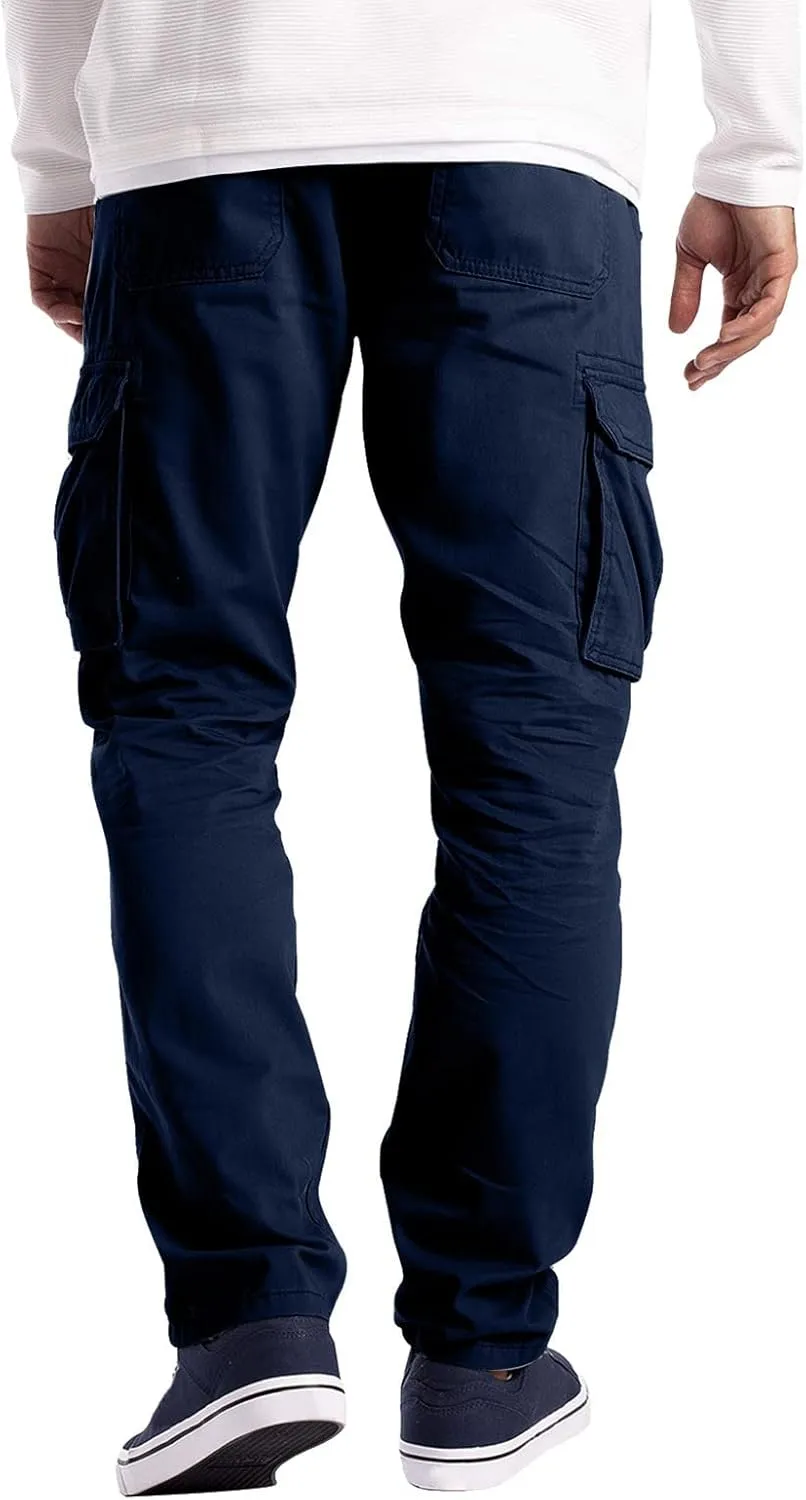 Cargo Pants for Men Relaxed Fit Mens Cargo Pants Stretch Elastic Waist Athletic Workout Jogger Drawstring Sport Pants