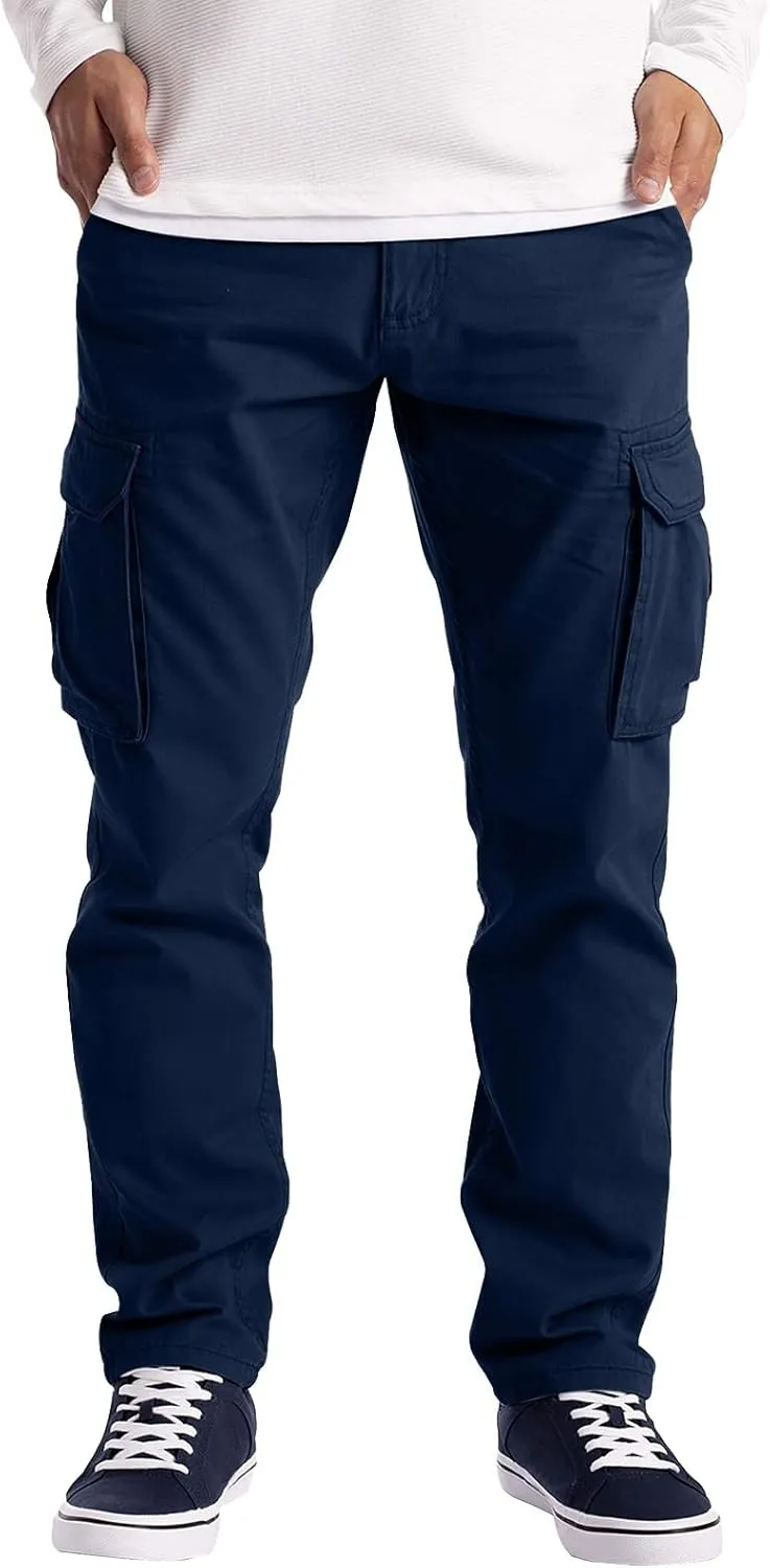 Cargo Pants for Men Relaxed Fit Mens Cargo Pants Stretch Elastic Waist Athletic Workout Jogger Drawstring Sport Pants