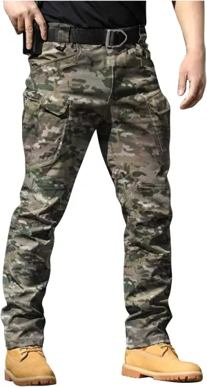Cargo Pants Men Multi Pockets Athletic Fit Y2K Pants Fashion Stretch Loose Fit Pants Casual Travel Trousers Casual