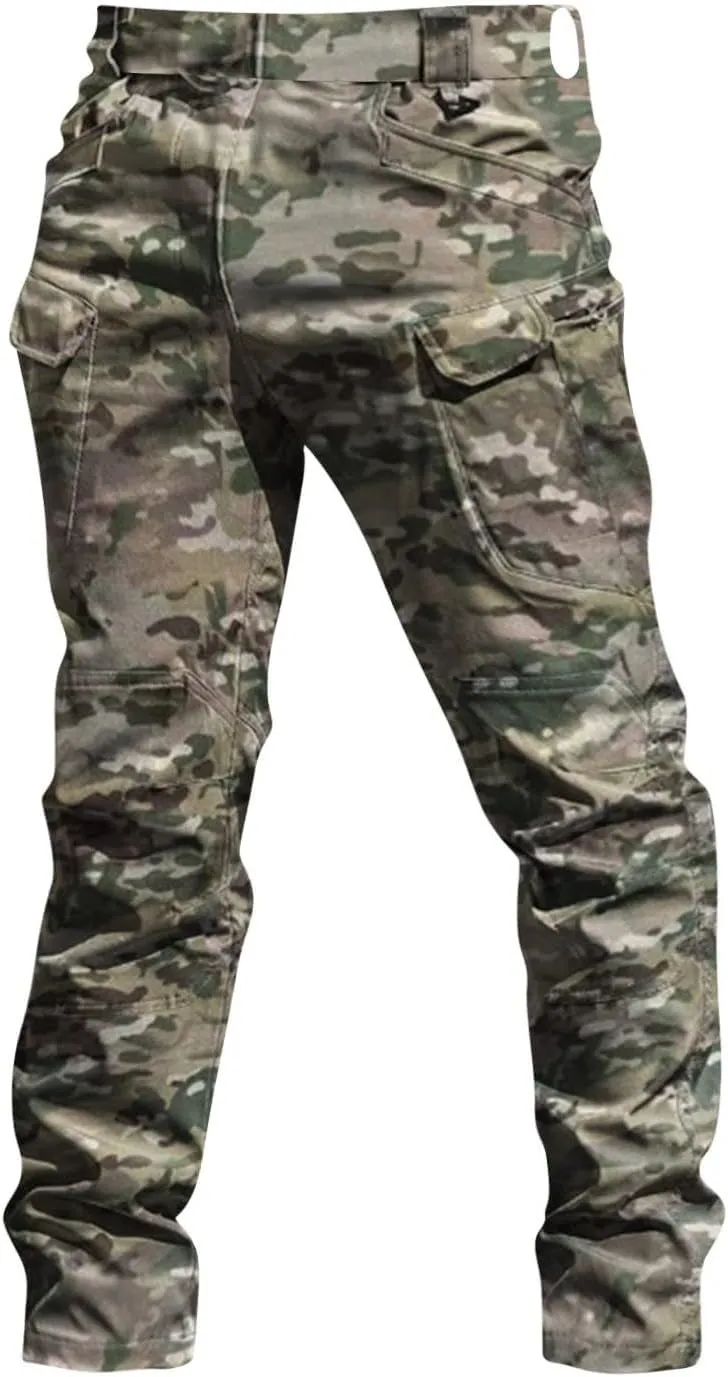 Cargo Pants Men Multi Pockets Athletic Fit Y2K Pants Fashion Stretch Loose Fit Pants Casual Travel Trousers Casual