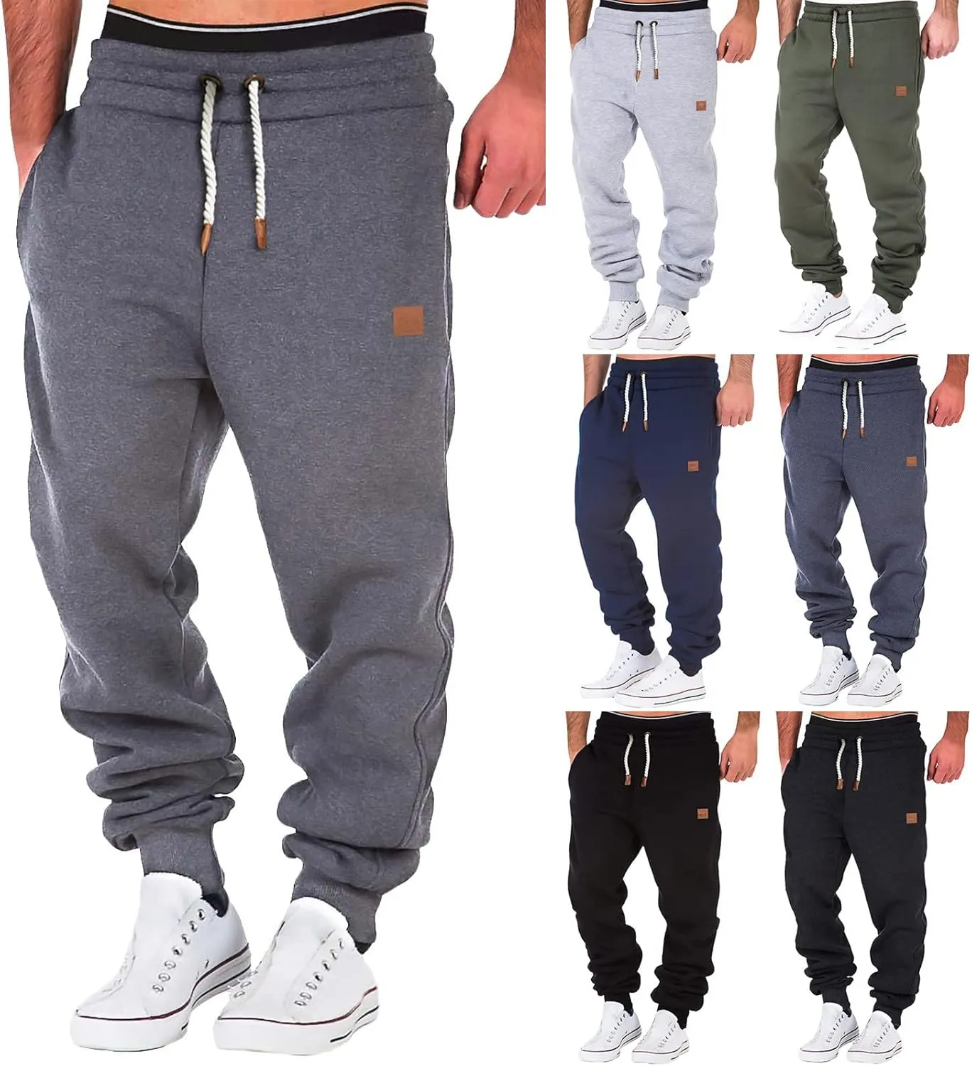 Cargo Sweatpants for Men Mens Lounge Pants Slim Fit Workout Training Thigh Mesh Gym Jogger Pants with Zipper Pockets