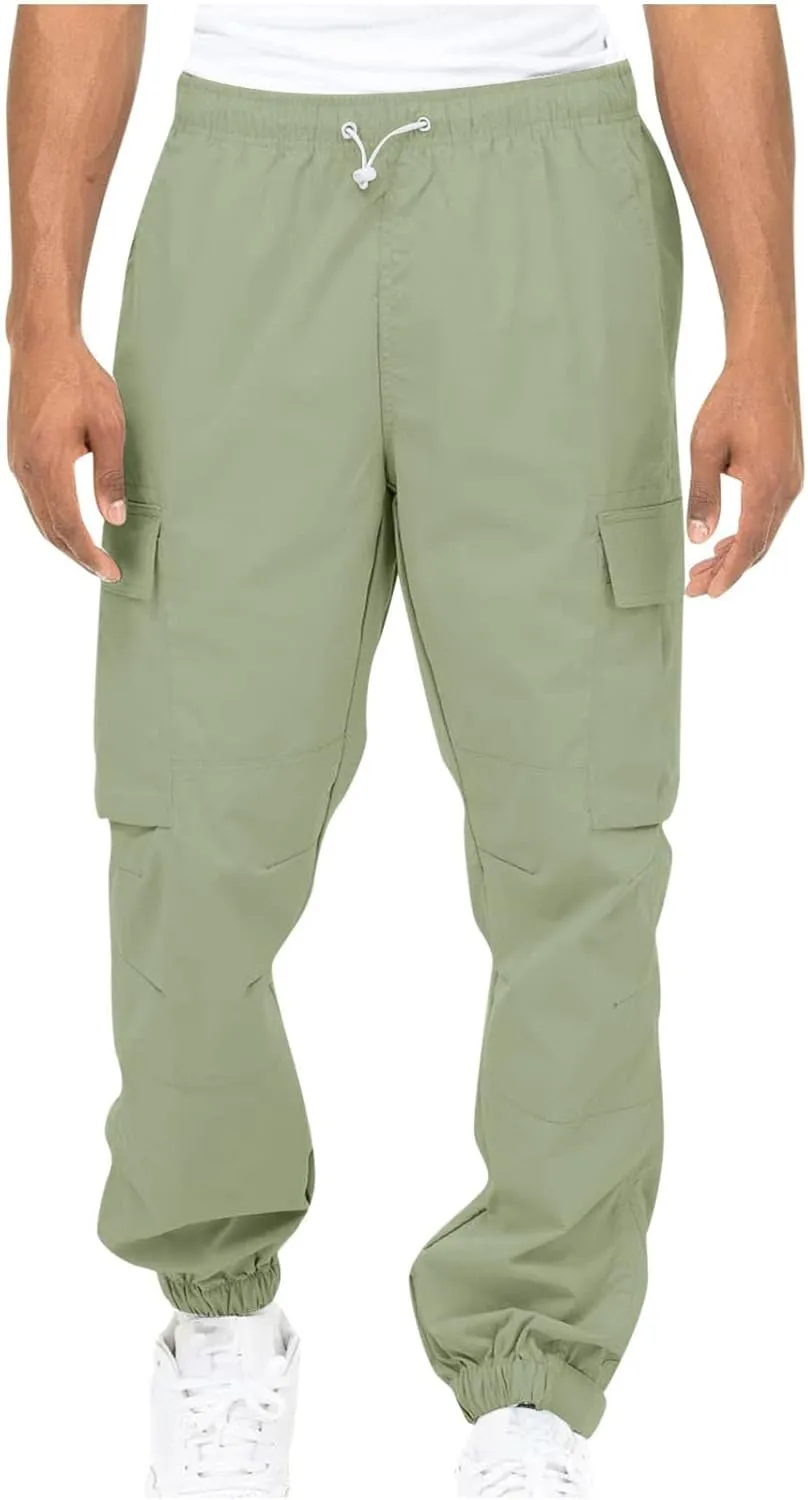 Cargo Trousers for Men Workout Sports Pant Men's Cargo Pants Elastic Waist Joggers Solid Casual Multi Pockets Outdoor