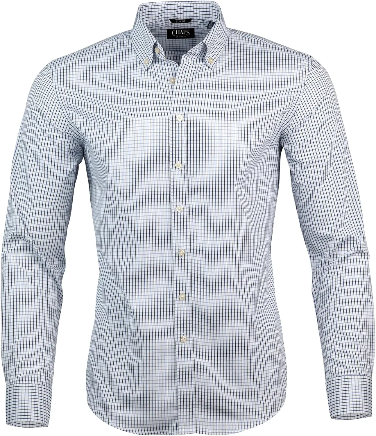 Chaps Slim Fit Long Sleeve Button Down Dress Shirts for Men - Wrinkle Free Long Sleeve Shirt Mens Formal 4-Way Stretch