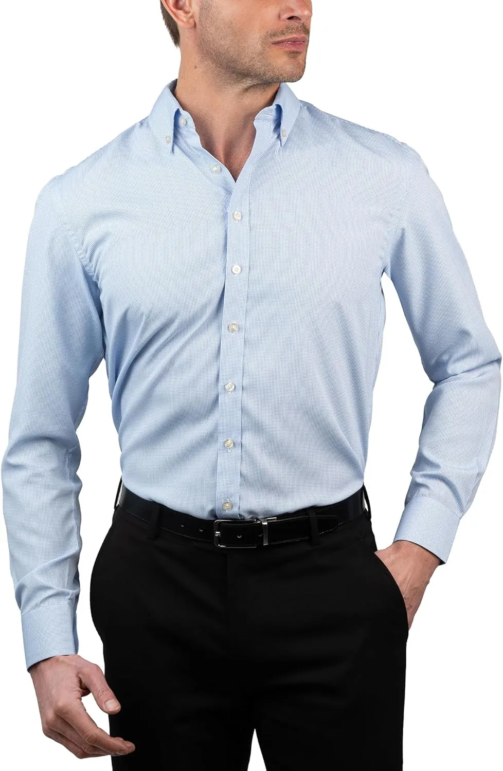 Chaps Slim Fit Long Sleeve Button Down Dress Shirts for Men - Wrinkle Free Long Sleeve Shirt Mens Formal 4-Way Stretch