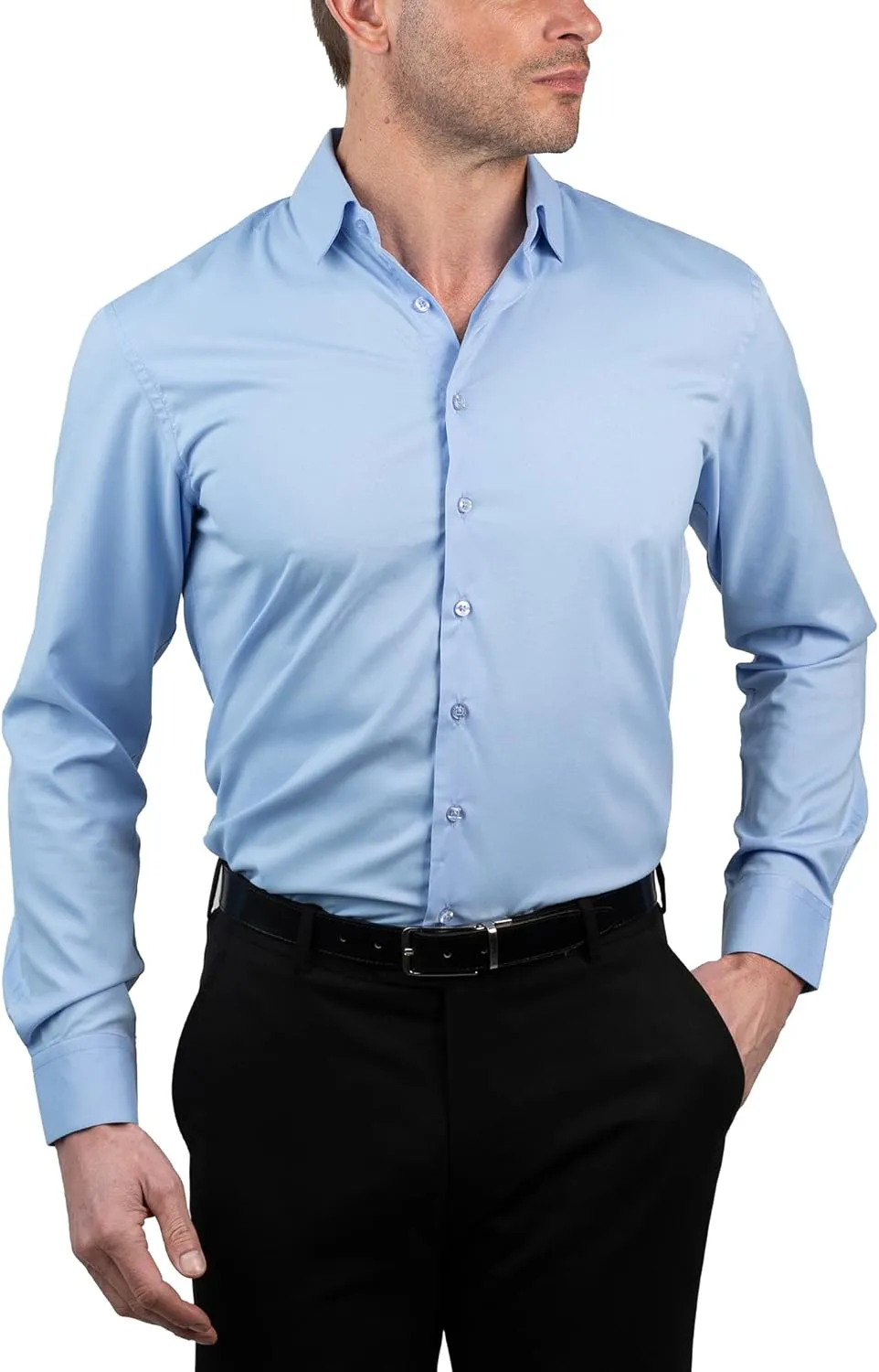 Chaps Slim Fit Long Sleeve Button Down Dress Shirts for Men - Wrinkle Free Long Sleeve Shirt Mens Formal 4-Way Stretch