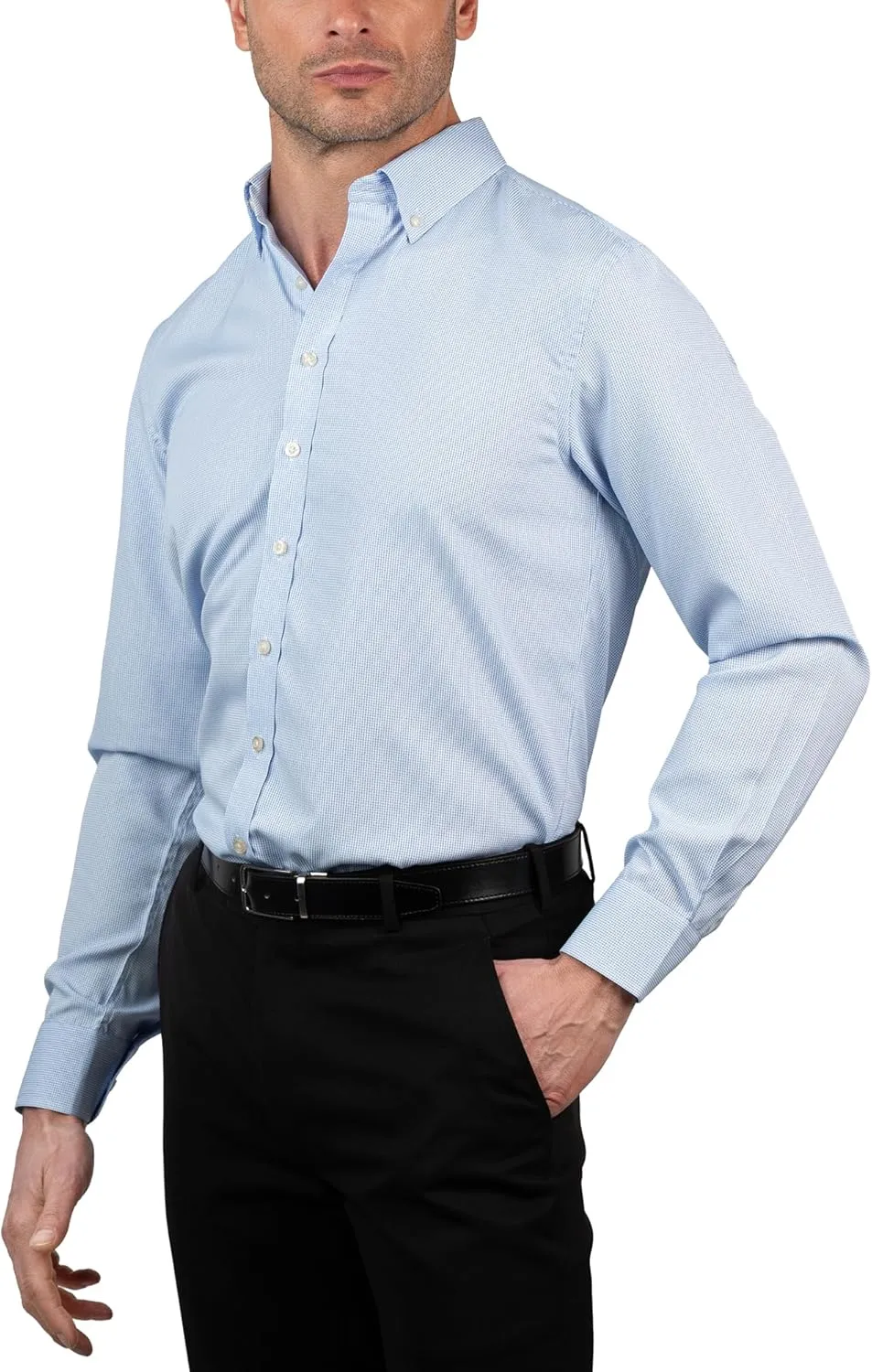 Chaps Slim Fit Long Sleeve Button Down Dress Shirts for Men - Wrinkle Free Long Sleeve Shirt Mens Formal 4-Way Stretch